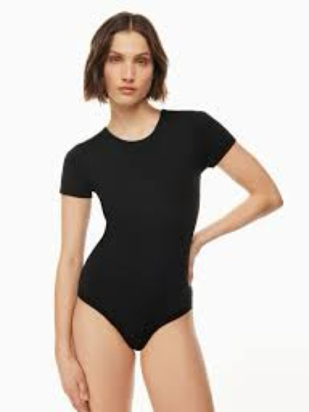 Aritzia Babaton black crew neck short sleeve bodysuit size medium